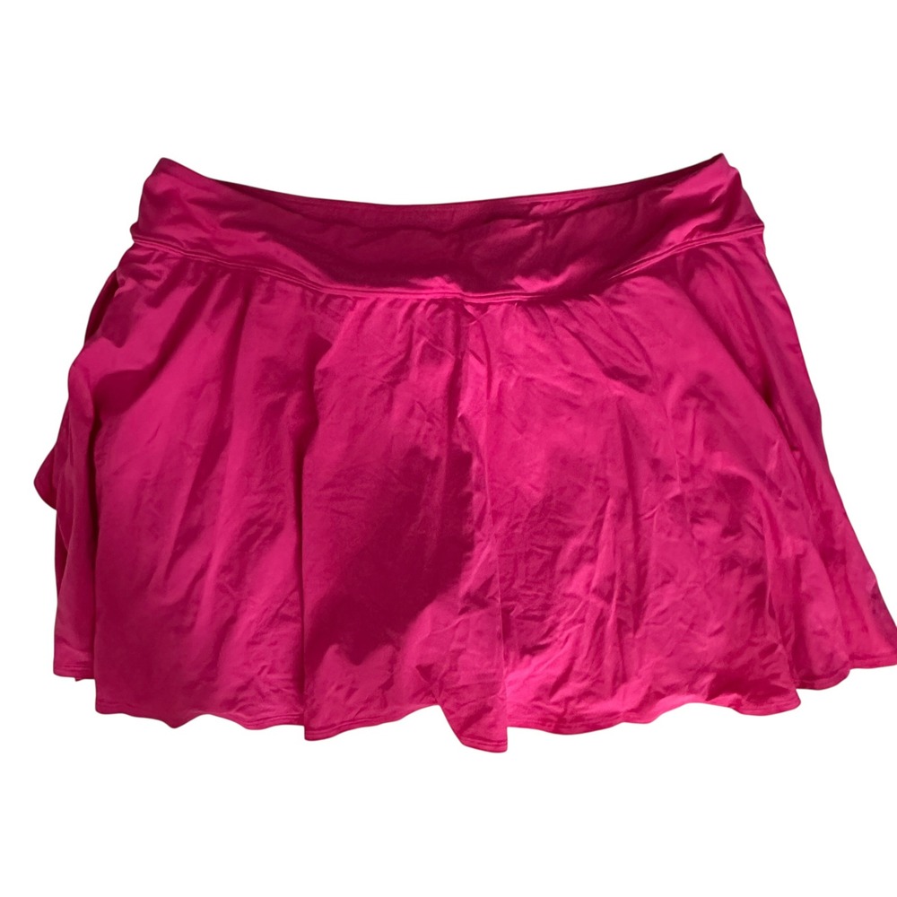 Lands End Swim Skirt Womens 2X 20W-22W Hot Pink Excellent Tiered Ruffle Swimsuit